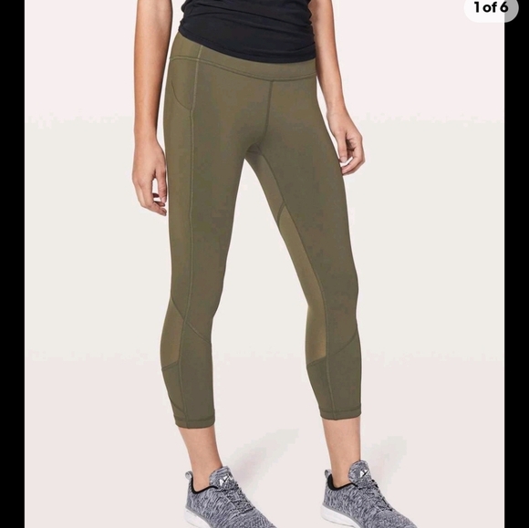 Lululemon Olive Green Pace Rival Leggings Sz 10 - Picture 1 of 8
